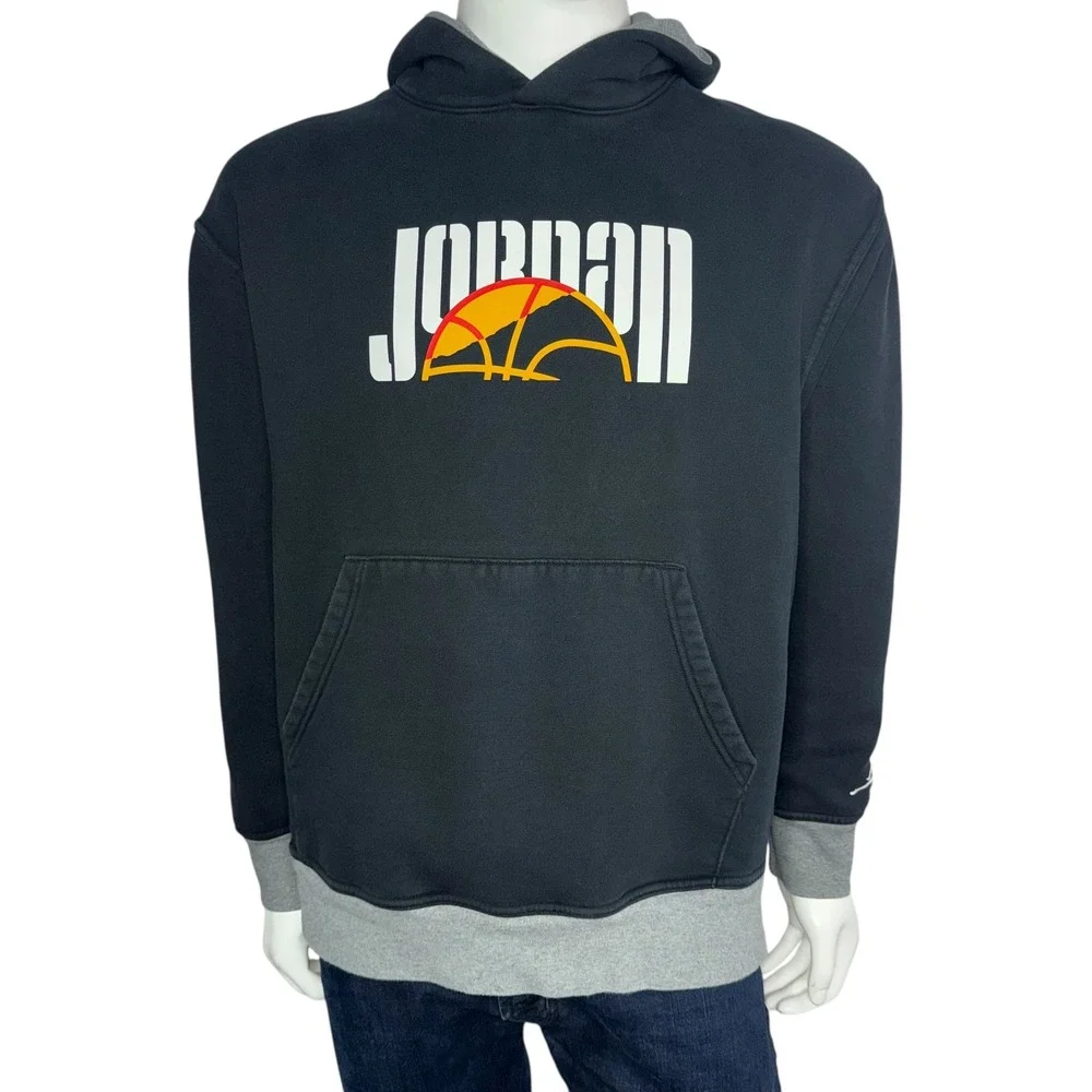 Jordan Sport DNA Hoodie Mens XL Black Grey DC9639-010 Excellent Graphic Fleece‎